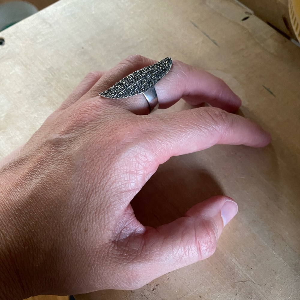 Statement Diamond Silver Ring - image 3